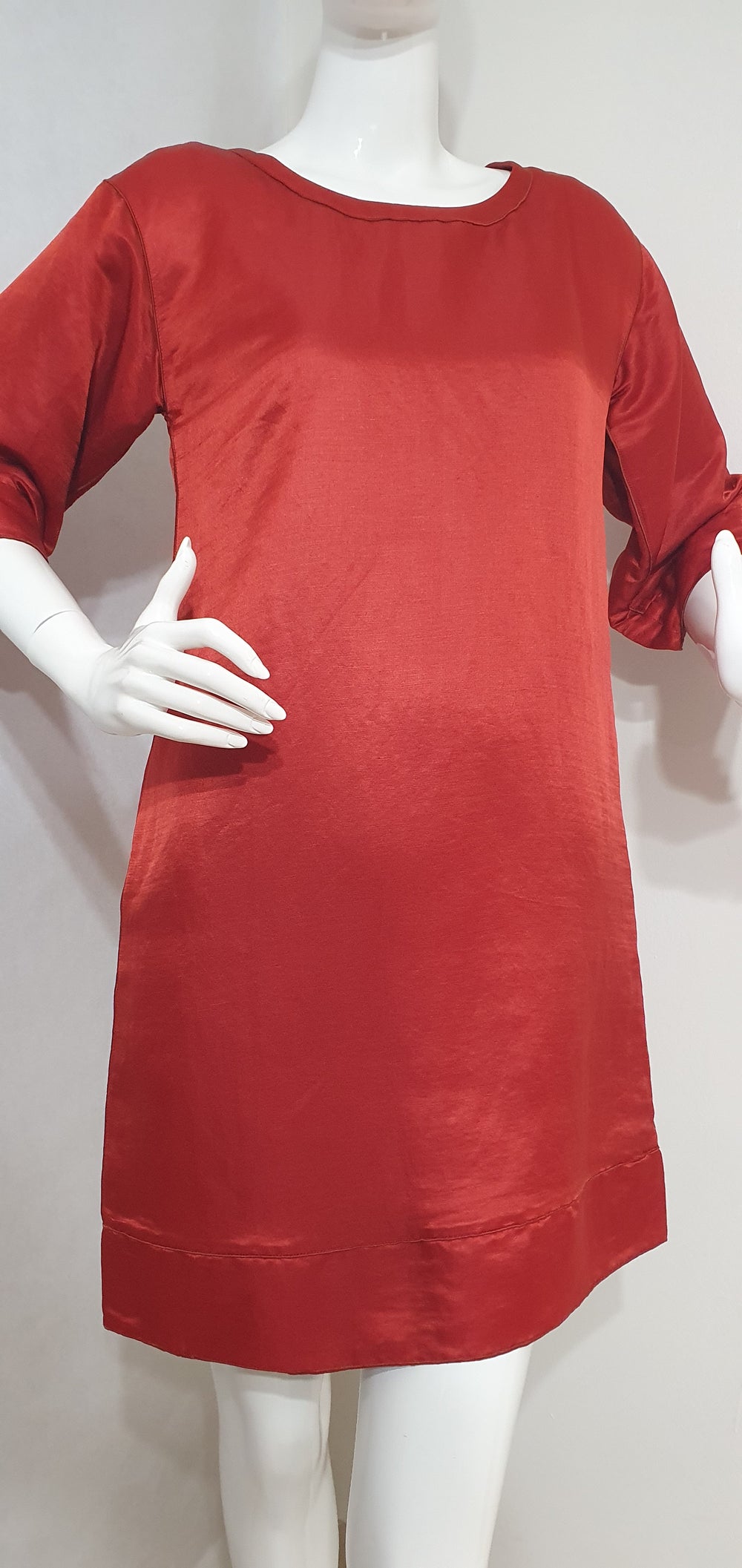 Marc Jacobs Brick Red Linen-Silk Shift Dress