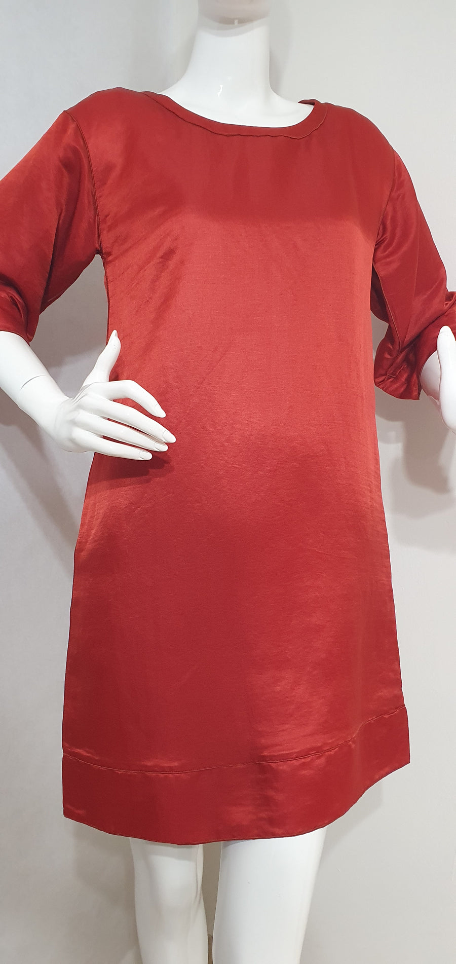 Marc Jacobs Brick Red Linen-Silk Shift Dress