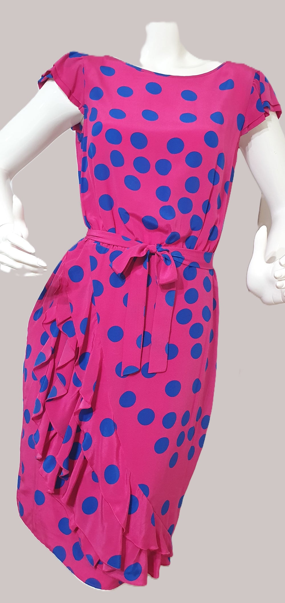 Boutique Moschino Silk Polka Dot Ruffle Dress