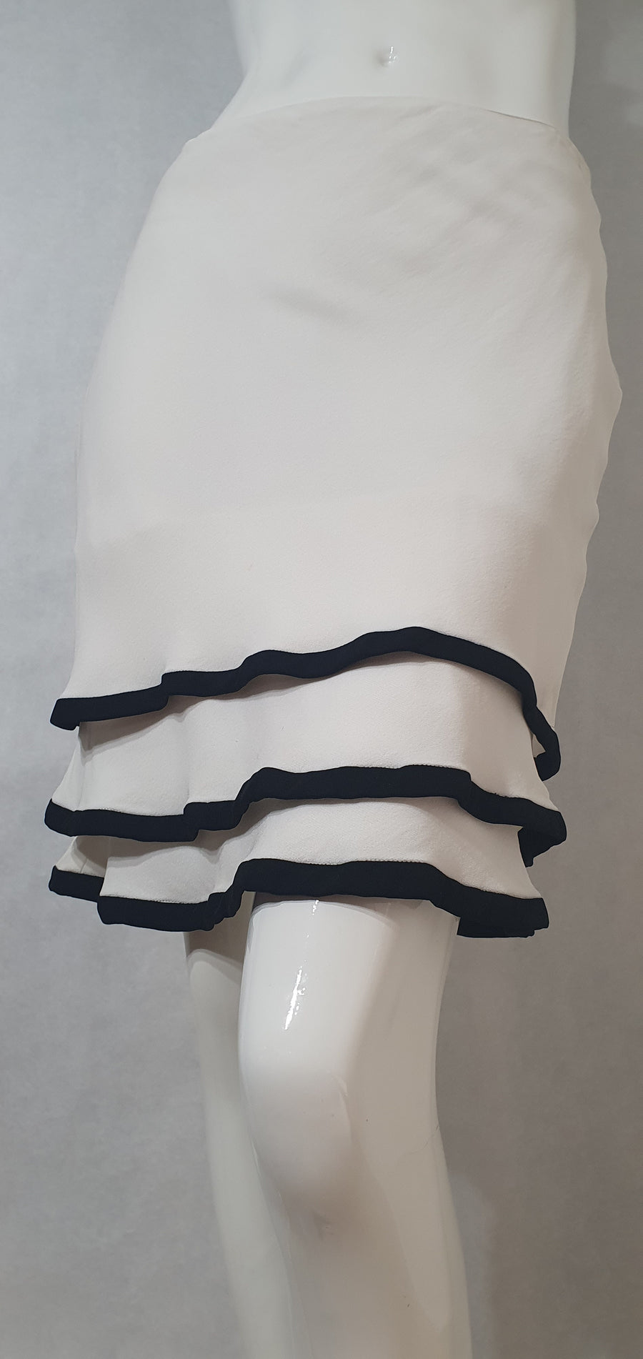 Emporio Armani White Crepe Tiered Flounce Skirt