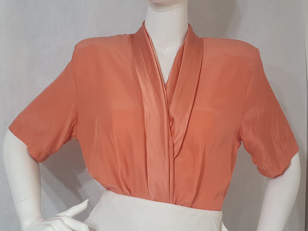 Jacqueline Ferrar Coral Silk Surplice Blouse