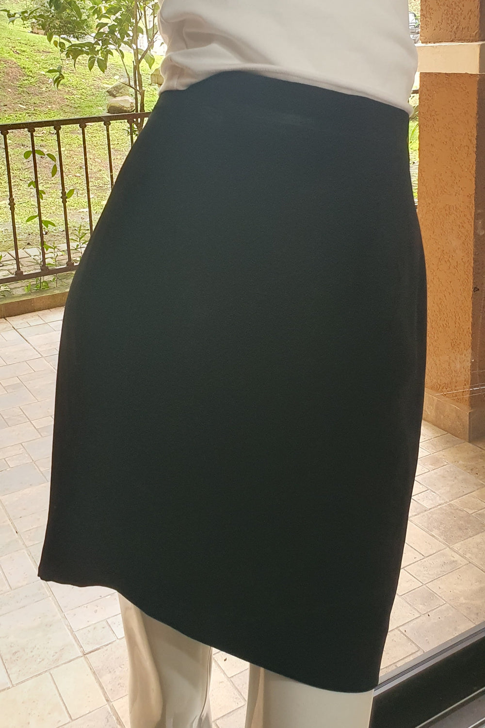 Ecaille Paris Black Crepe Pencil Skirt