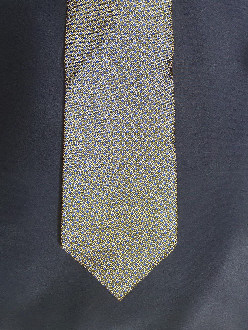 Versus Gianni Versace Silk Tie - Blue and Gold Chainlink with Medusa